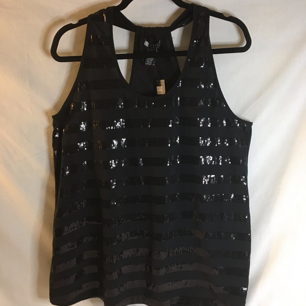 NWT Carole Little Women's Black Sequined Top XL
